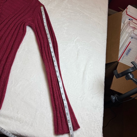 Maurices Ribbed V-Neck Hooded Sweater - Deep Pink - Picture 7 of 10